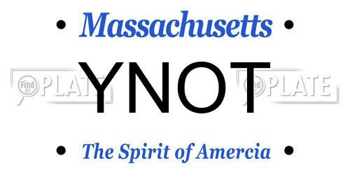 YNOT Massachusetts License Plate