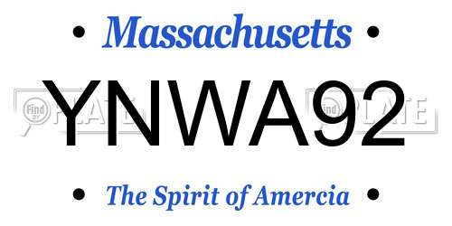 YNWA92 Massachusetts License Plate