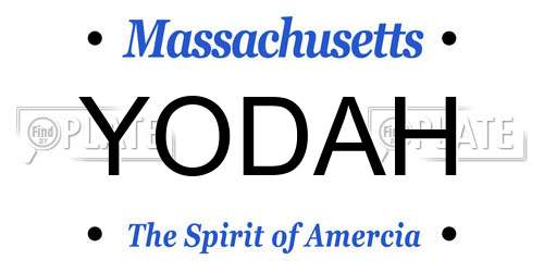 YODAH Massachusetts License Plate