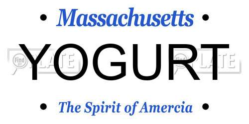 YOGURT Massachusetts License Plate