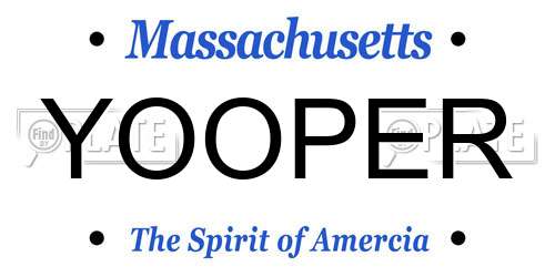 YOOPER Massachusetts License Plate
