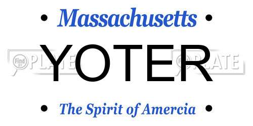 YOTER Massachusetts License Plate