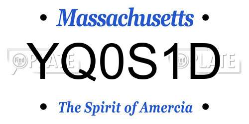 YQ0S1D Massachusetts License Plate