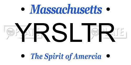 YRSLTR Massachusetts License Plate