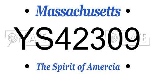 YS42309 Massachusetts License Plate