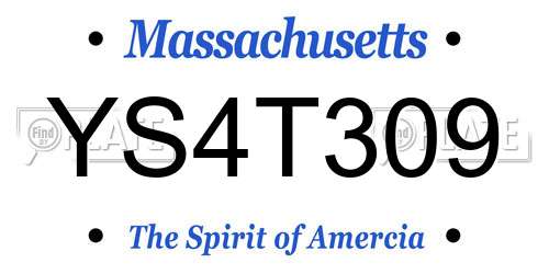 YS4T309 Massachusetts License Plate