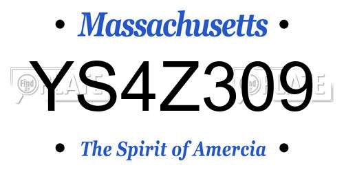 YS4Z309 Massachusetts License Plate