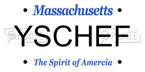 YSCHEF Massachusetts License Plate