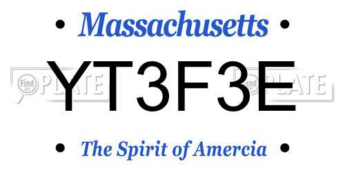YT3F3E Massachusetts License Plate