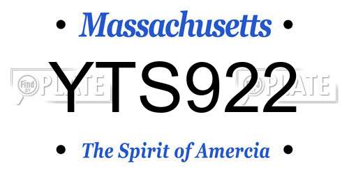 YTS922 Massachusetts License Plate