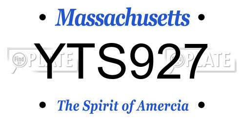 YTS927 Massachusetts License Plate