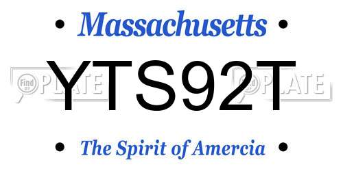 YTS92T Massachusetts License Plate