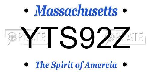 YTS92Z Massachusetts License Plate