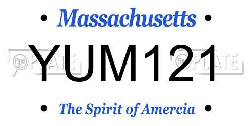 YUM121 Massachusetts License Plate