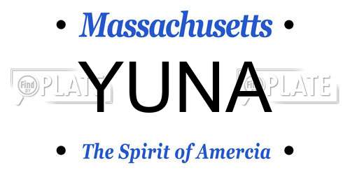 YUNA Massachusetts License Plate