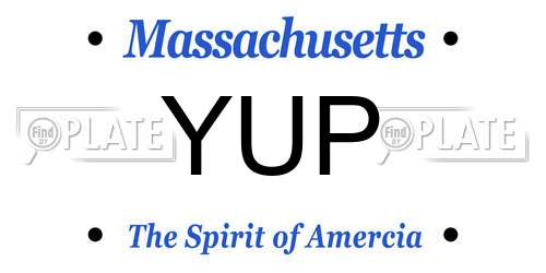 YUP Massachusetts License Plate