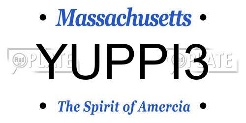 YUPPI3 Massachusetts License Plate