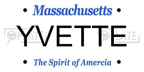 YVETTE Massachusetts License Plate