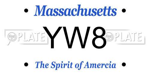 YW8 Massachusetts License Plate