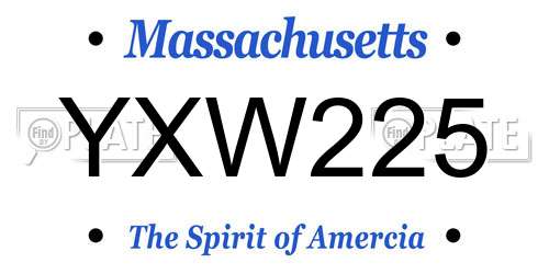 YXW225 Massachusetts License Plate