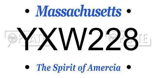 YXW228 Massachusetts License Plate