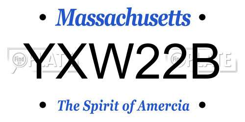 YXW22B Massachusetts License Plate