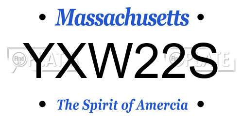 YXW22S Massachusetts License Plate