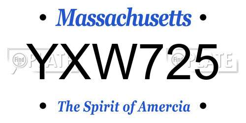 YXW725 Massachusetts License Plate
