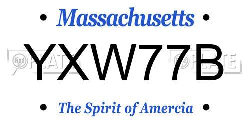 YXW77B Massachusetts License Plate