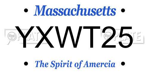 YXWT25 Massachusetts License Plate