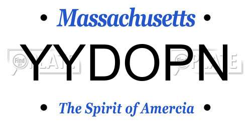 YYDOPN Massachusetts License Plate