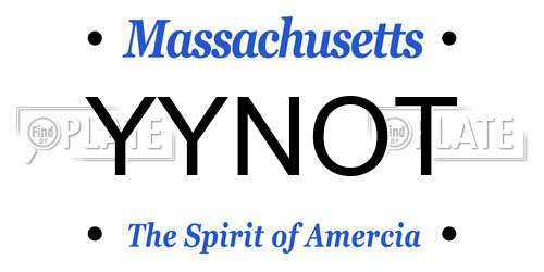 YYNOT Massachusetts License Plate