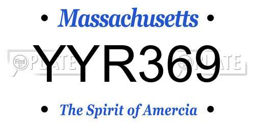 YYR369 Massachusetts License Plate