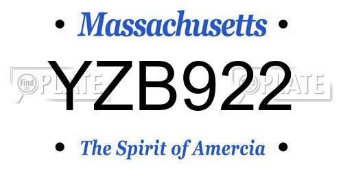 YZB922 Massachusetts License Plate