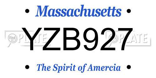 YZB927 Massachusetts License Plate