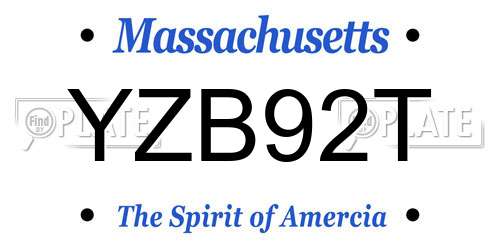 YZB92T Massachusetts License Plate