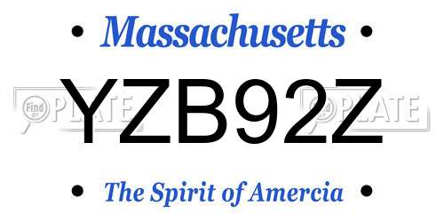 YZB92Z Massachusetts License Plate
