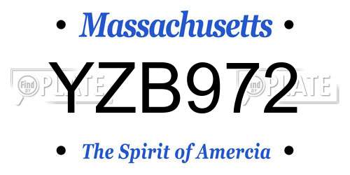YZB972 Massachusetts License Plate