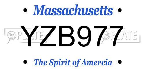 YZB977 Massachusetts License Plate
