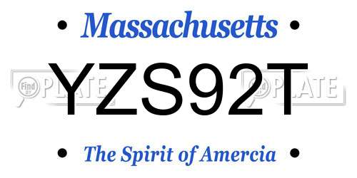 YZS92T Massachusetts License Plate