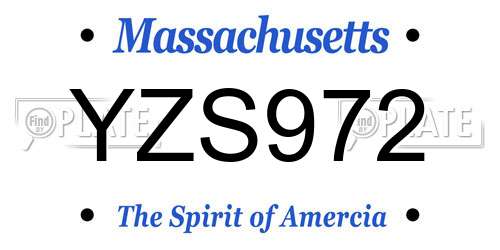 YZS972 Massachusetts License Plate