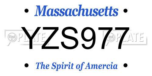 YZS977 Massachusetts License Plate