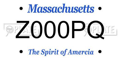 Z000PQ Massachusetts License Plate