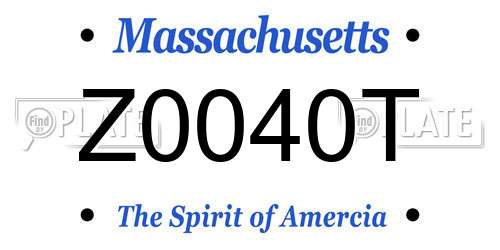 Z0040T Massachusetts License Plate