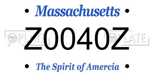 Z0040Z Massachusetts License Plate