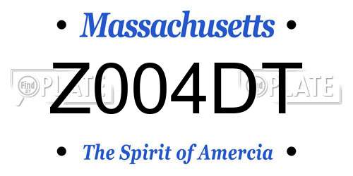 Z004DT Massachusetts License Plate