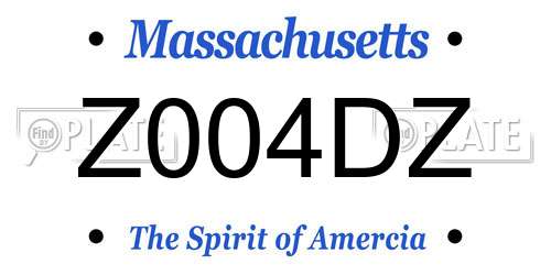 Z004DZ Massachusetts License Plate