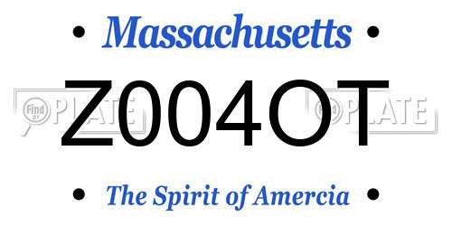 Z004OT Massachusetts License Plate