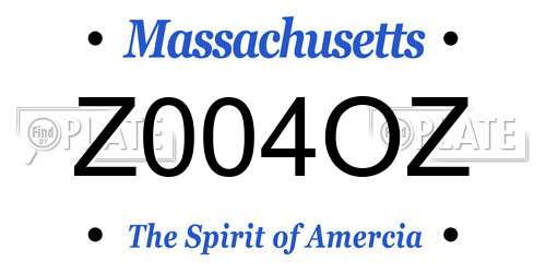 Z004OZ Massachusetts License Plate