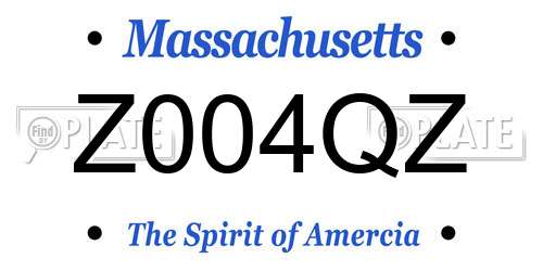 Z004QZ Massachusetts License Plate